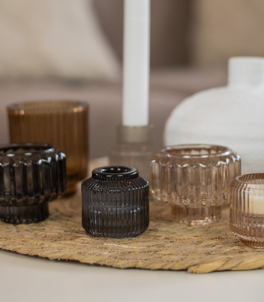 Teelichtglas/Kerzenhalter "Fio", verschiedene Farben - mahina