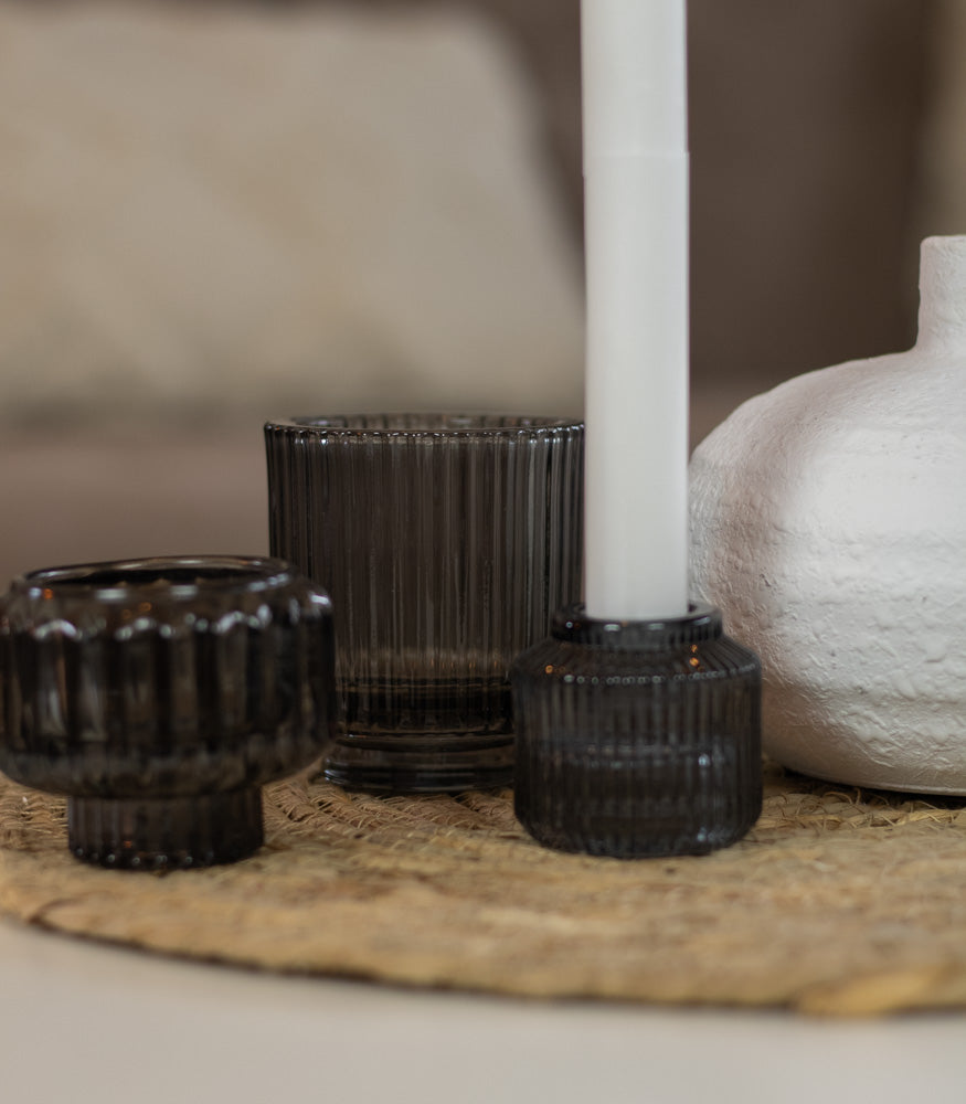 Teelichtglas/Kerzenhalter "Fio", verschiedene Farben - mahina