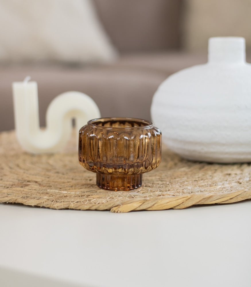 Teelichtglas/Kerzenhalter "Fio", verschiedene Farben - mahina