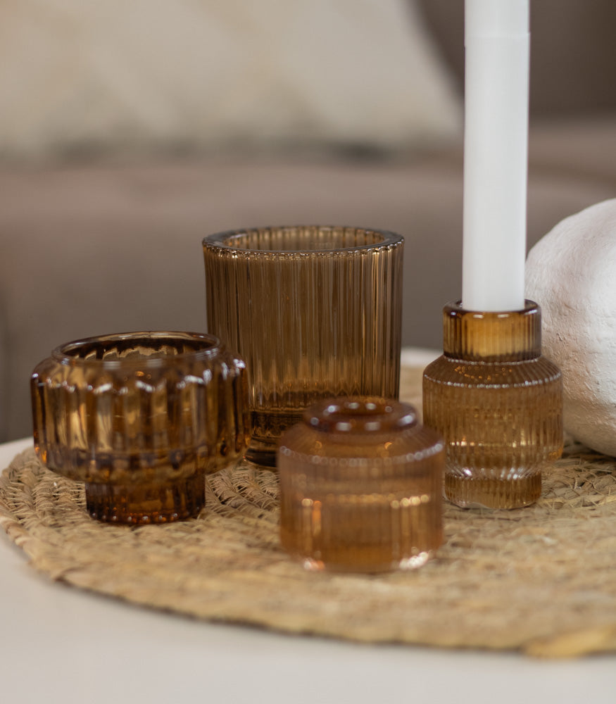 Teelichtglas/Kerzenhalter "Fio", verschiedene Farben - mahina