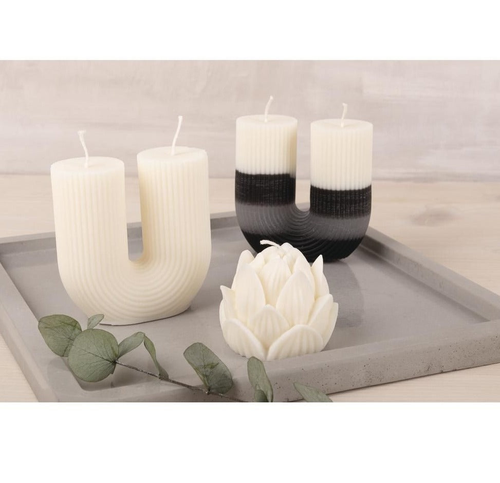 Silikon Gießform Vase Kerze U-Form geriffelt - mahina