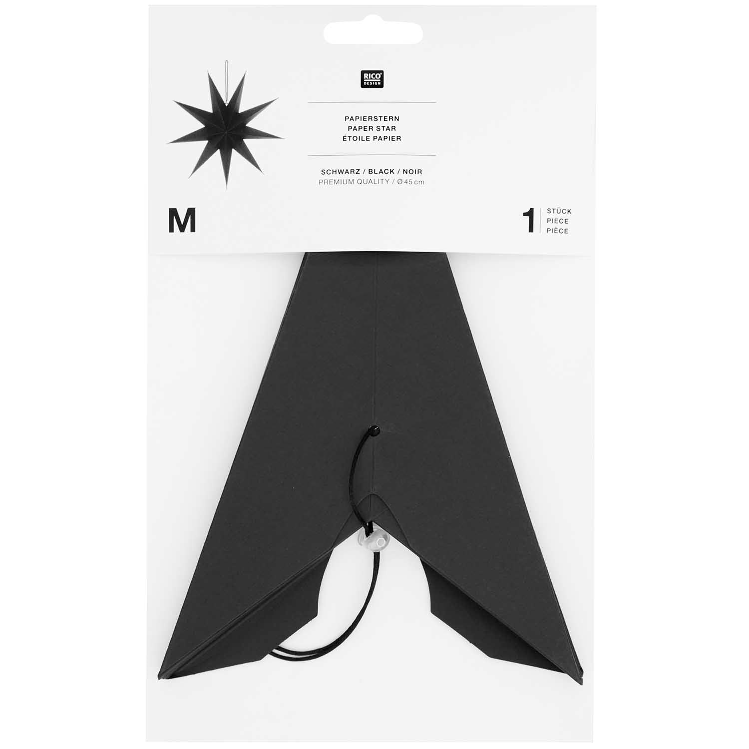 Weihnachtsschmuck Papierstern auffaltbar 45cm schwarz - mahina