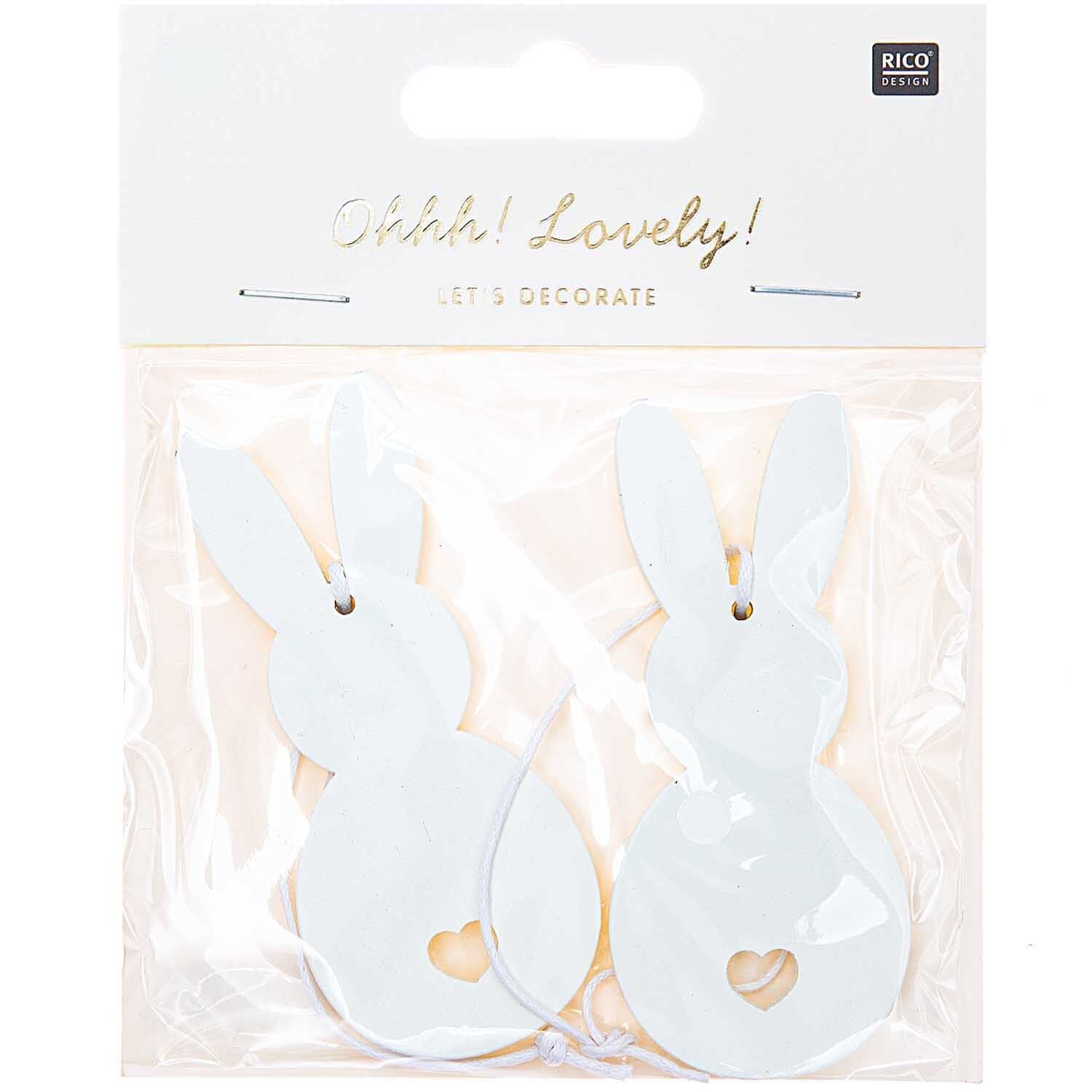 Holzhänger Hase 2 Stück Weiß - mahina