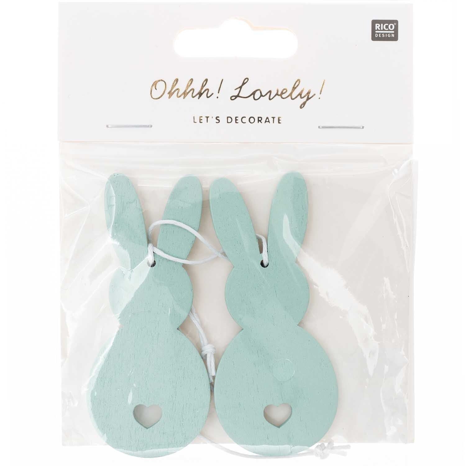 Holzhänger Hase 2 Stück Mint - mahina