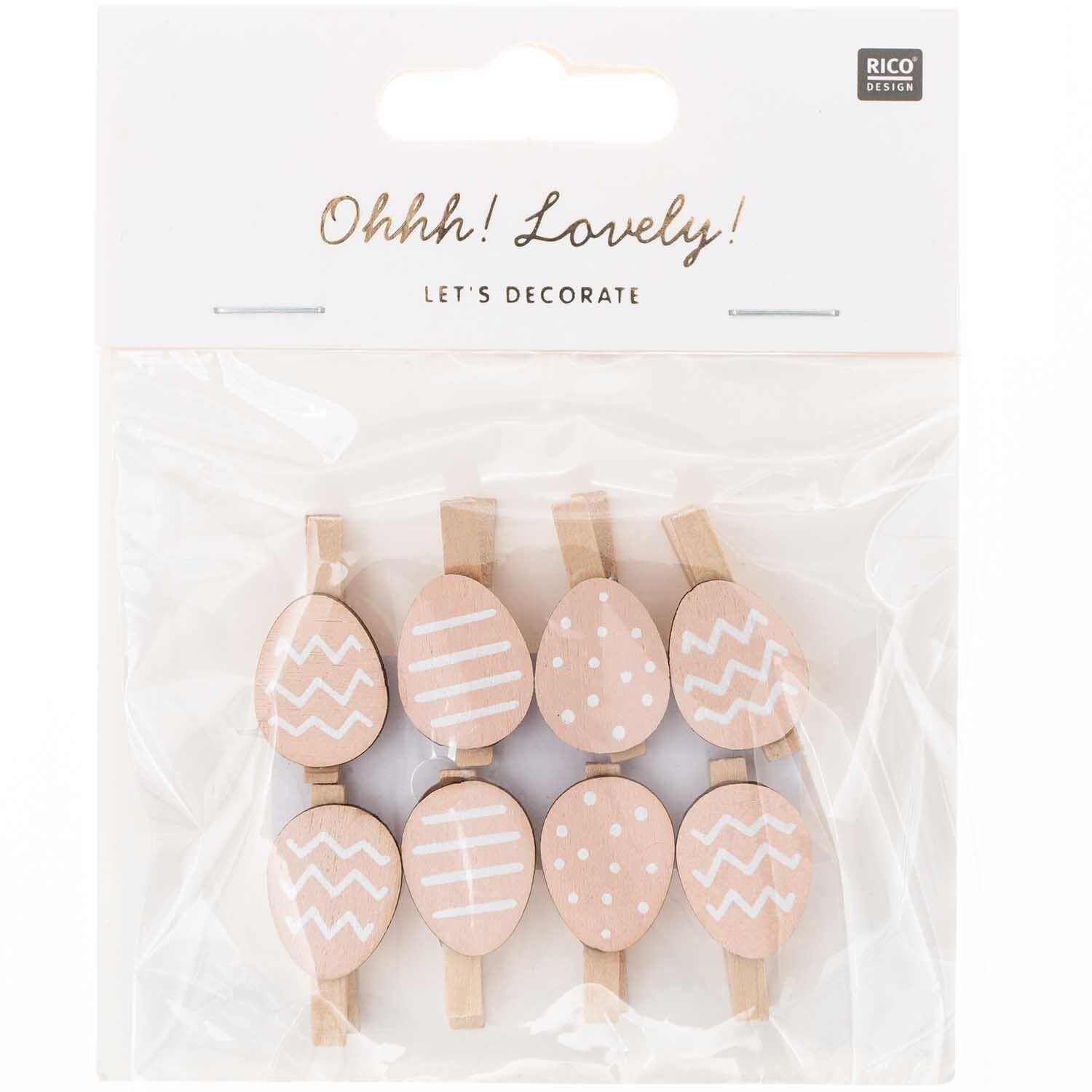 Dekoklammern Osterei 8 Stück Puder - mahina