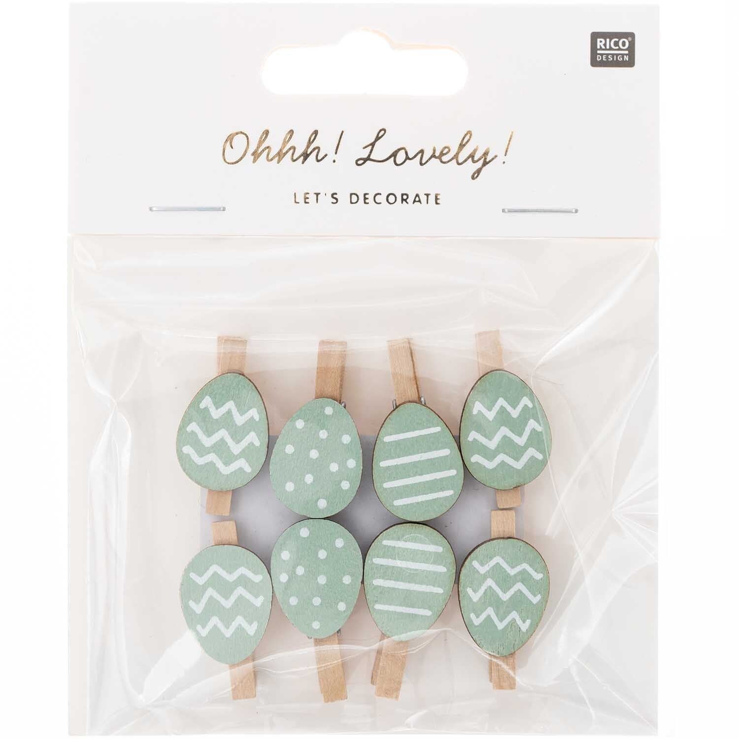 Dekoklammern Osterei 8 Stück Mint - mahina