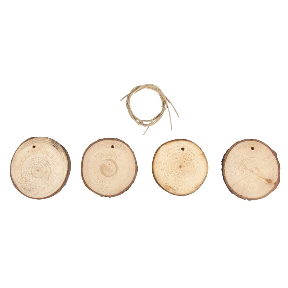 Holzscheiben zum Hängen, 6,5-7,5cm ø, 4 Stück - mahina