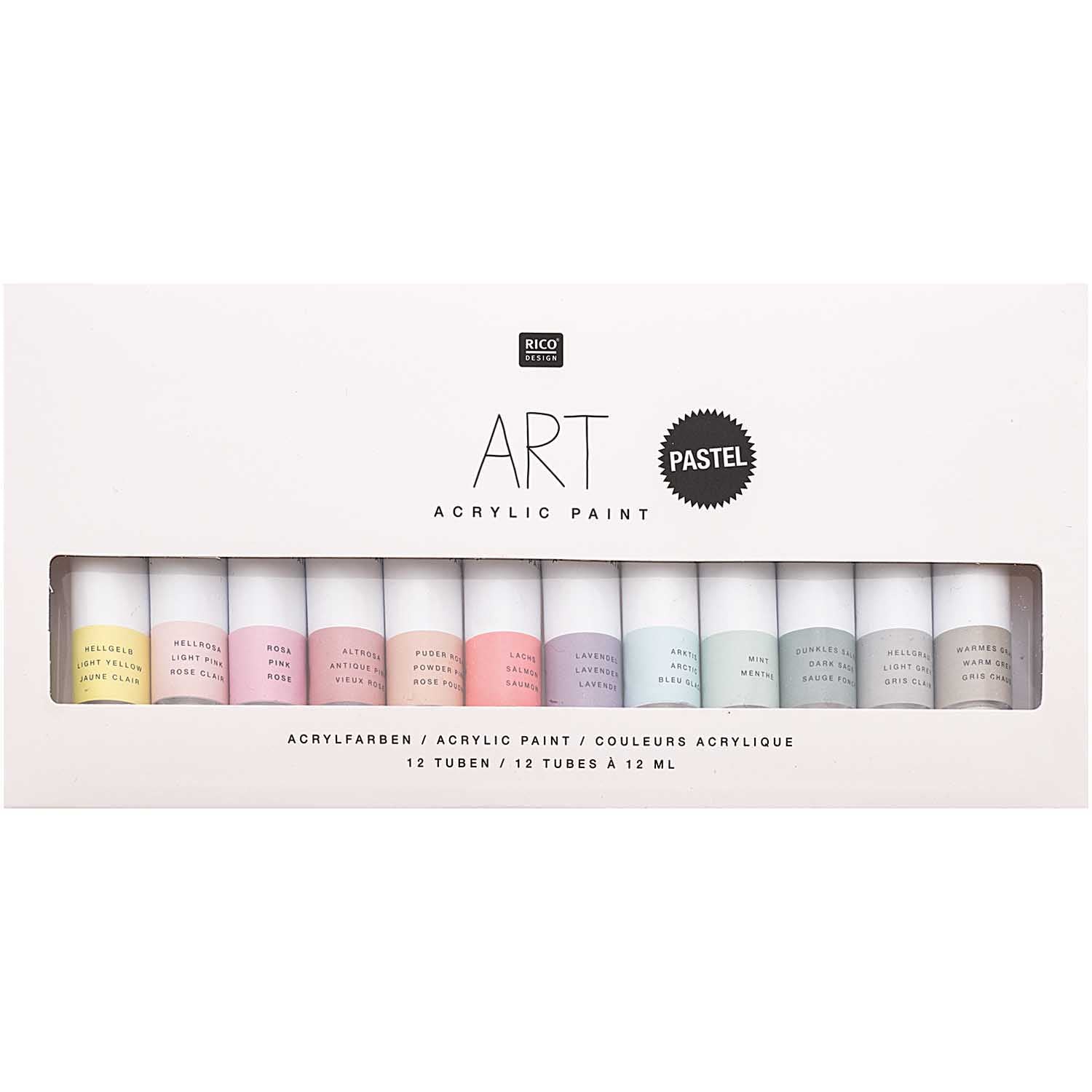 ART Künstler Acrylfarben-Set Pastell 12x12ml - mahina