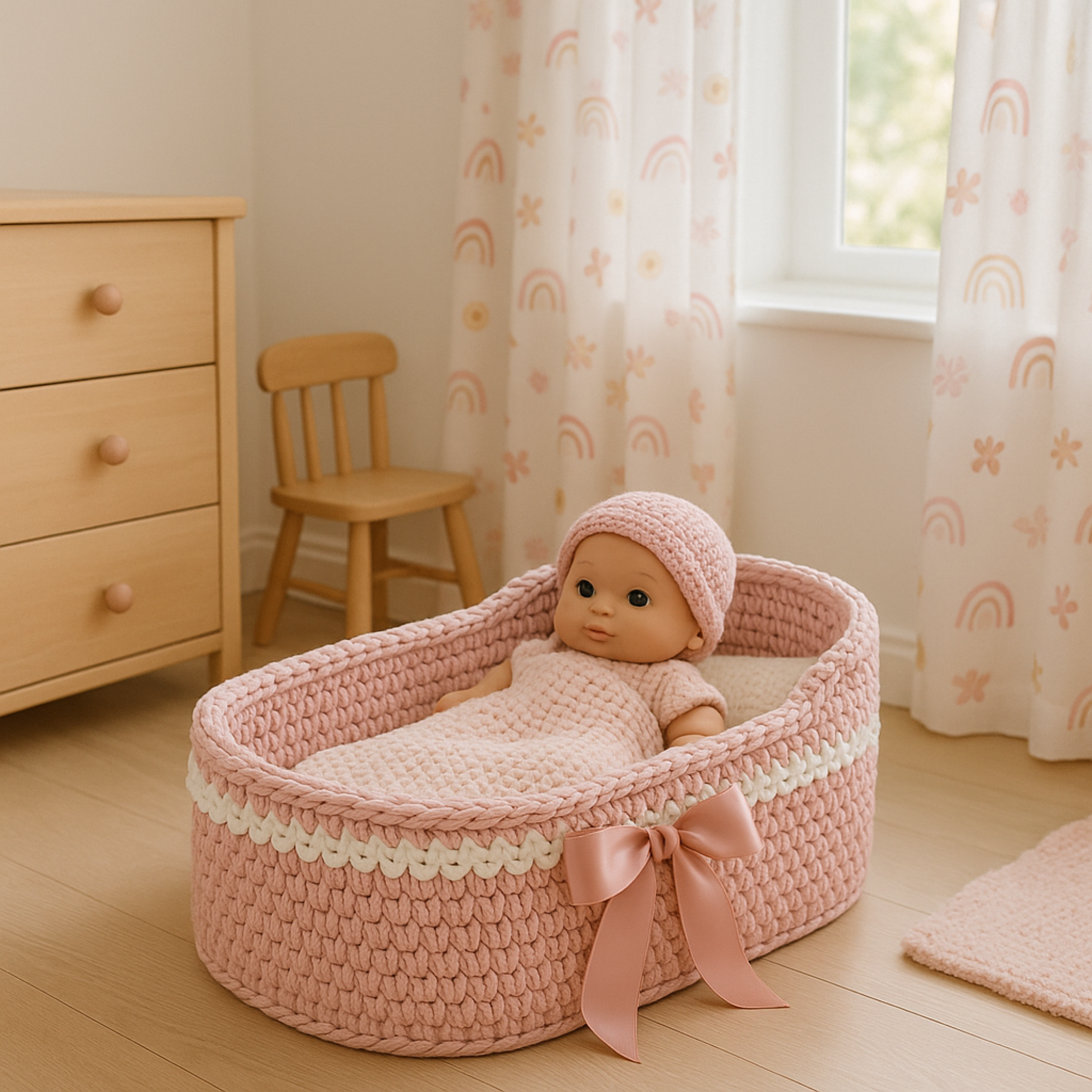 Häkelboden Puppenkorb 3mm Birkenholz 12 Größen - mahina