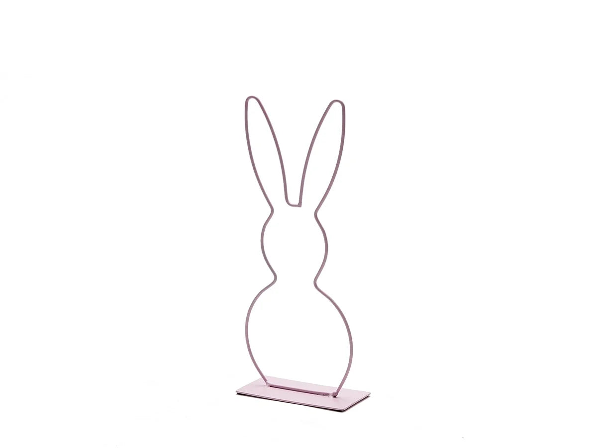 Metall Hase stehend in rosa, 29cm - mahina