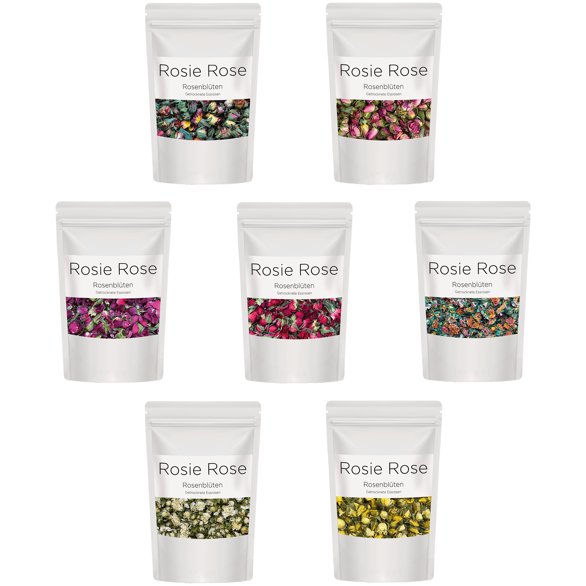 Essbare Blüten "Dekorative Rosenblüten" 50g Gastro-Beutel - 8 Farben - mahina