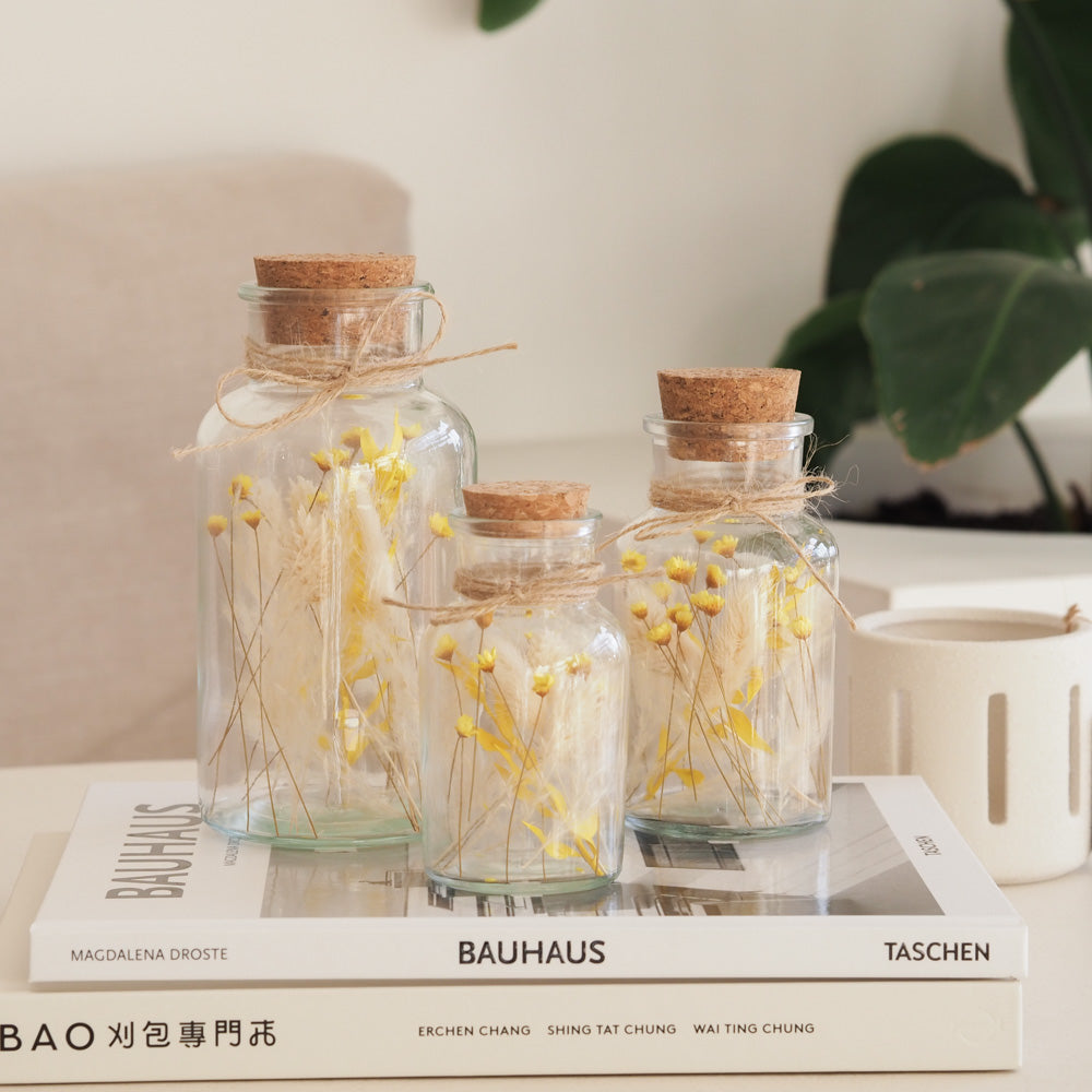 Personalisierbares Korkenglas mit Trockenblumen "Wild Summer" 3 Größen - mahina