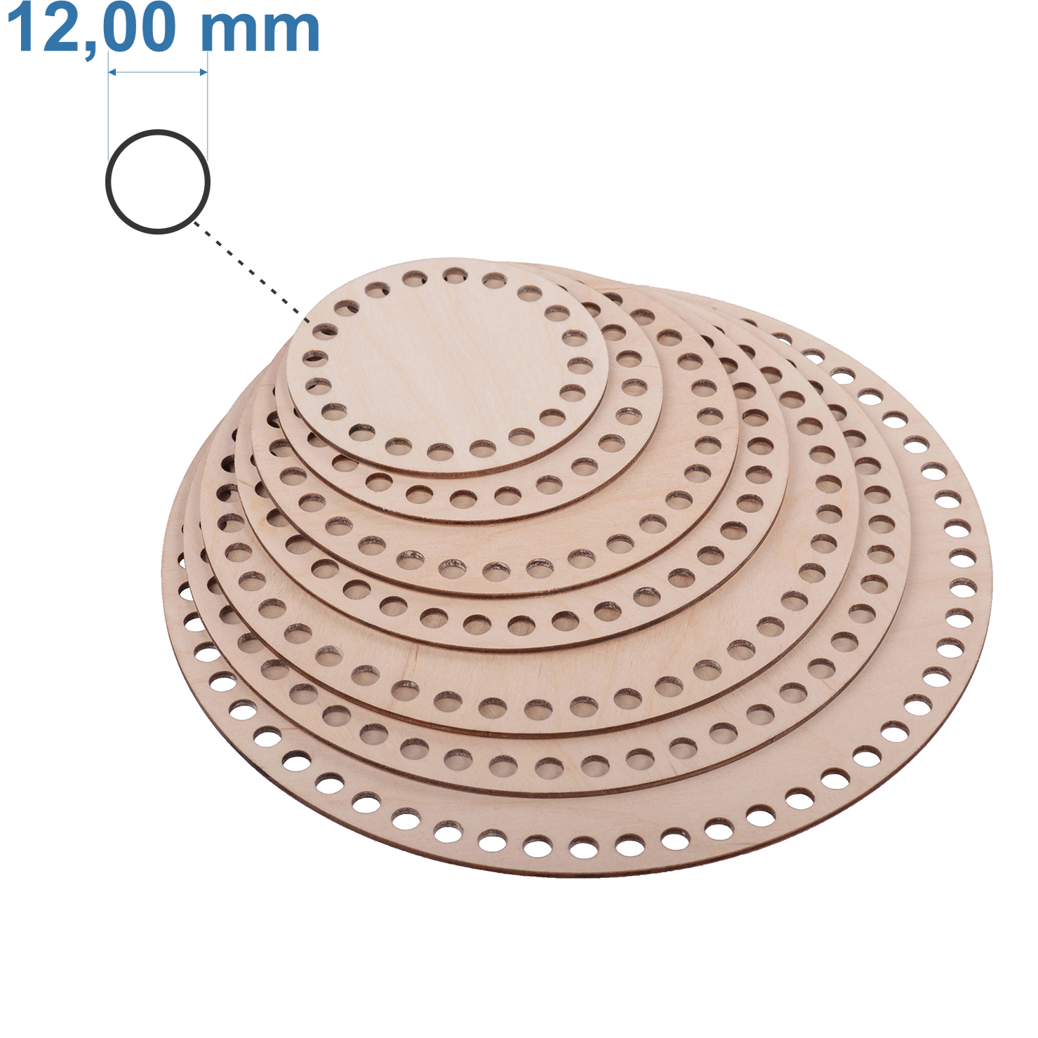 Häkelboden "Rund" Birkenholz 12mm Bohrung 7 Größen - mahina