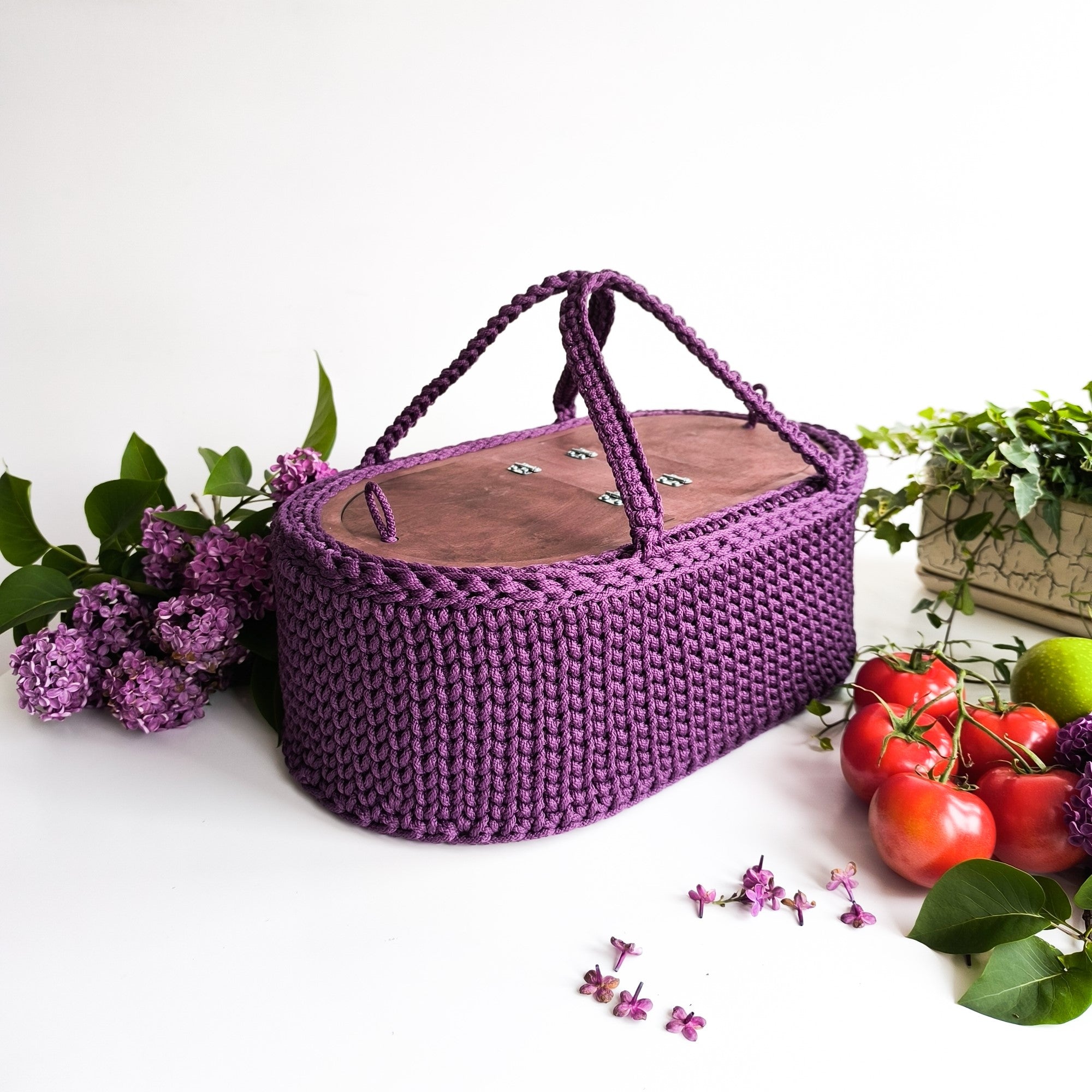 Häkelboden Picknickkorb 45x25cm 2 Stück - mahina