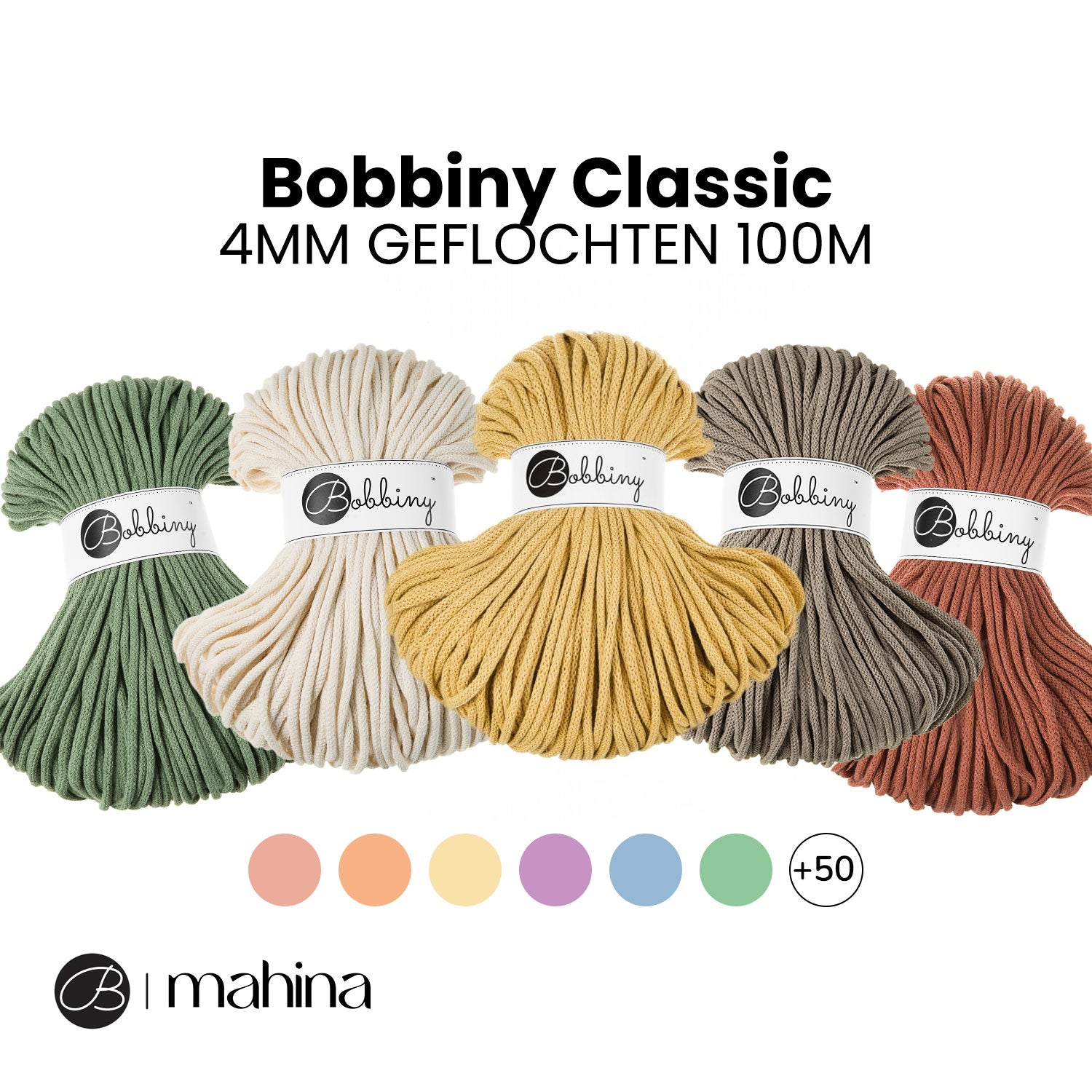 Bobbiny CLASSIC Flechtkordel 4mm geflochten 100m