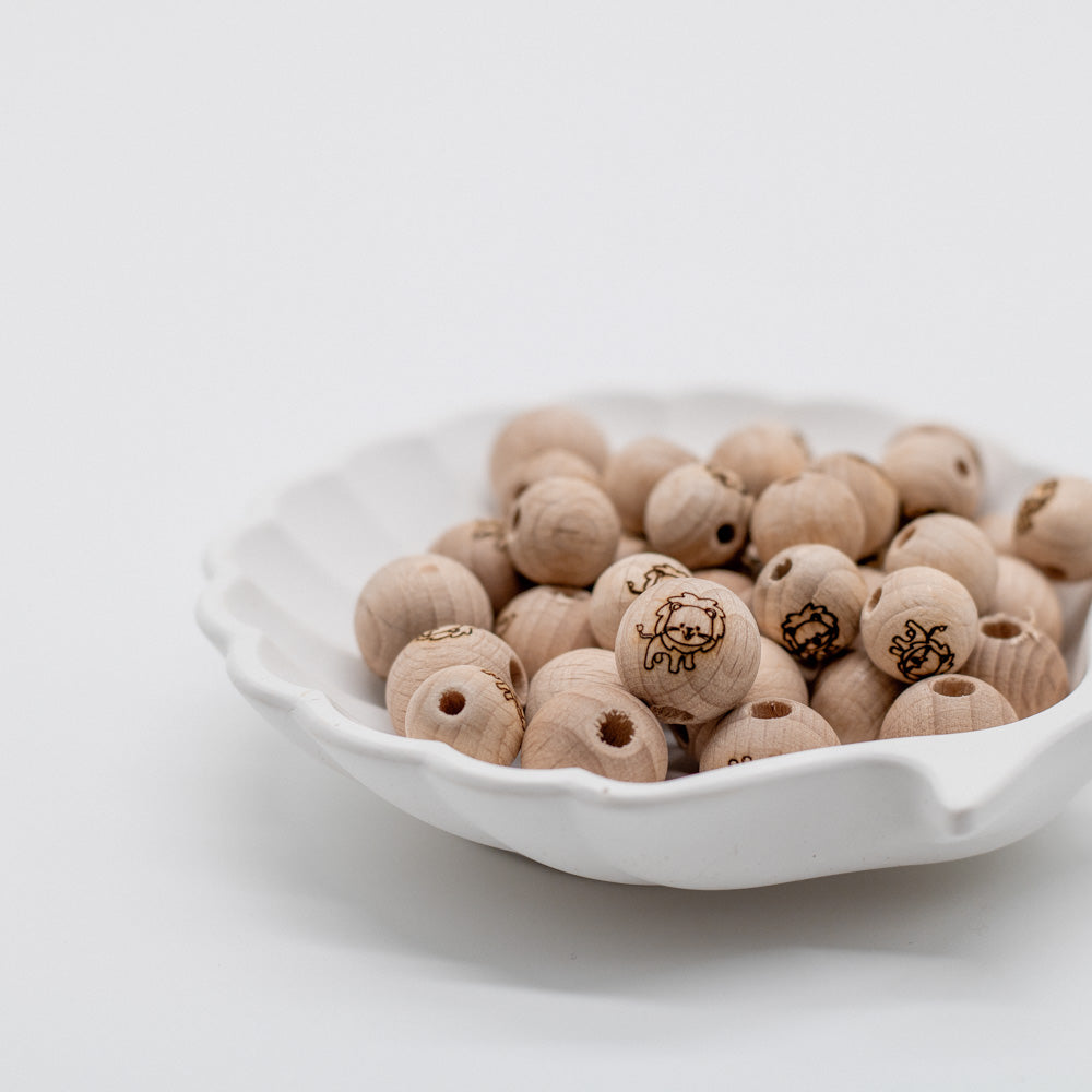 Holzperle handgemachte Gravur "Löwe" 12mm/15mm - Bastelbedarf -> Holz > Holzperlen -> Motive von mahina