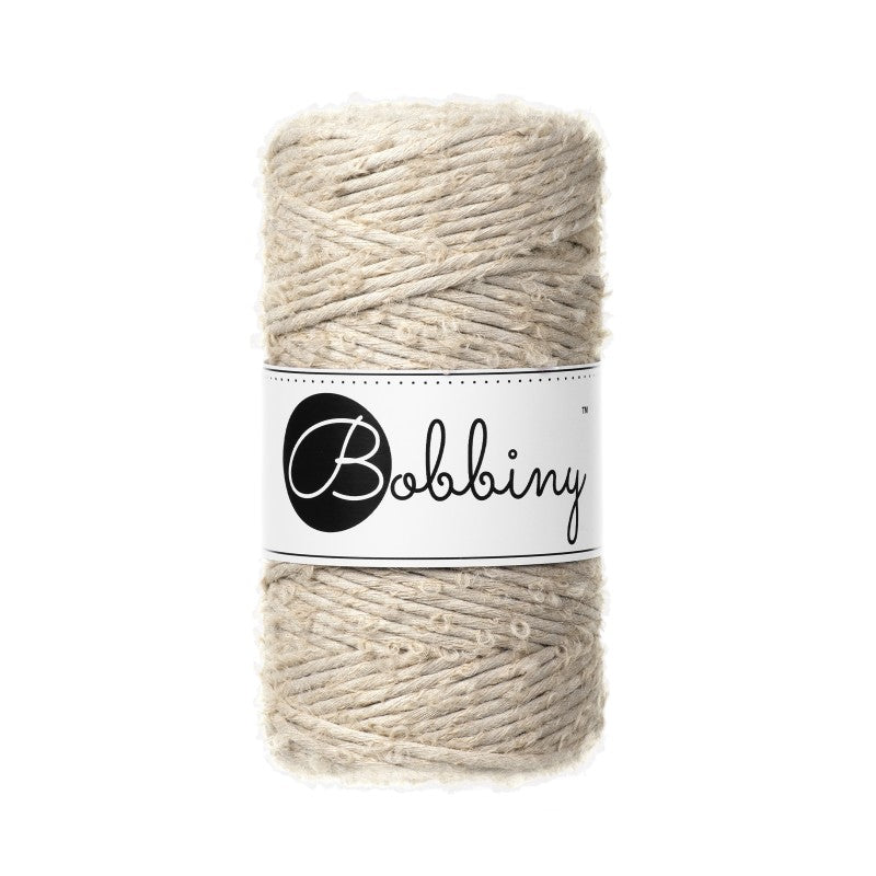Bobbiny Makramee Garn 3mm Bouclé 100m Beige