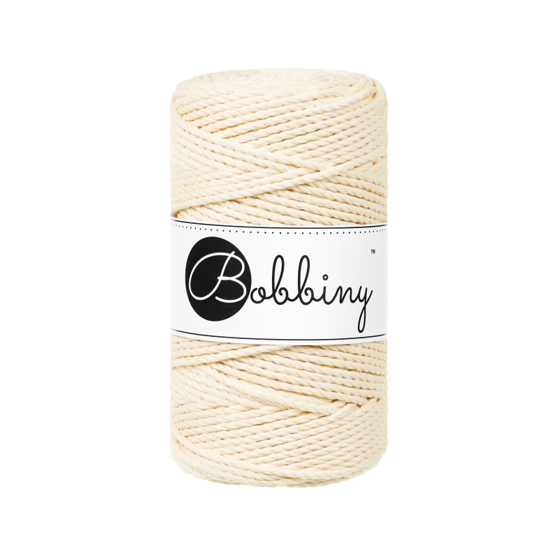 Bobbiny Makramee Garn 3mm 3ply Butter Yellow 100m - Garne > Baumwollgarne > Bobbiny > 3ply > 3mm von mahina