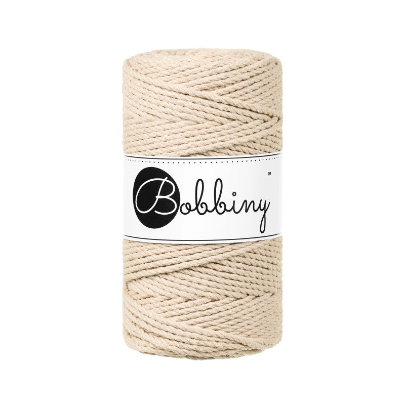 Bobbiny Makramee Garn 3mm 3ply Warm Beige 100m - Garne > Baumwollgarne > Bobbiny > 3ply > 3mm von mahina
