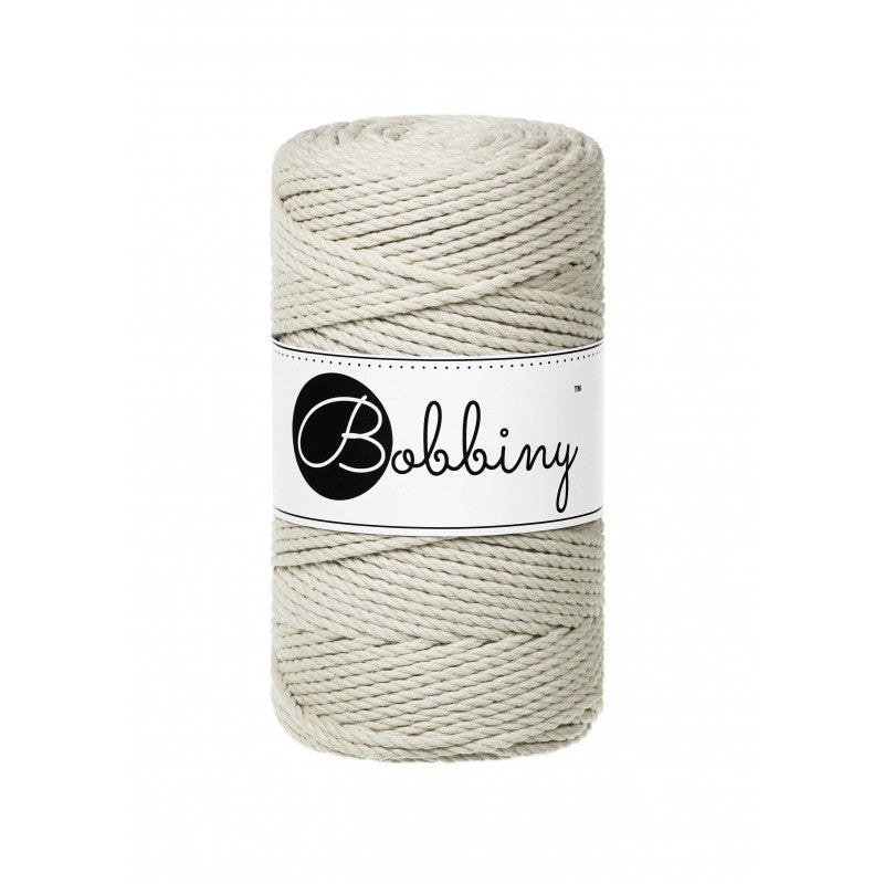 Bobbiny Makramee Garn 3mm 3ply Cashmere Beige 100m - Garne > Baumwollgarne > Bobbiny > 3ply > 3mm von mahina