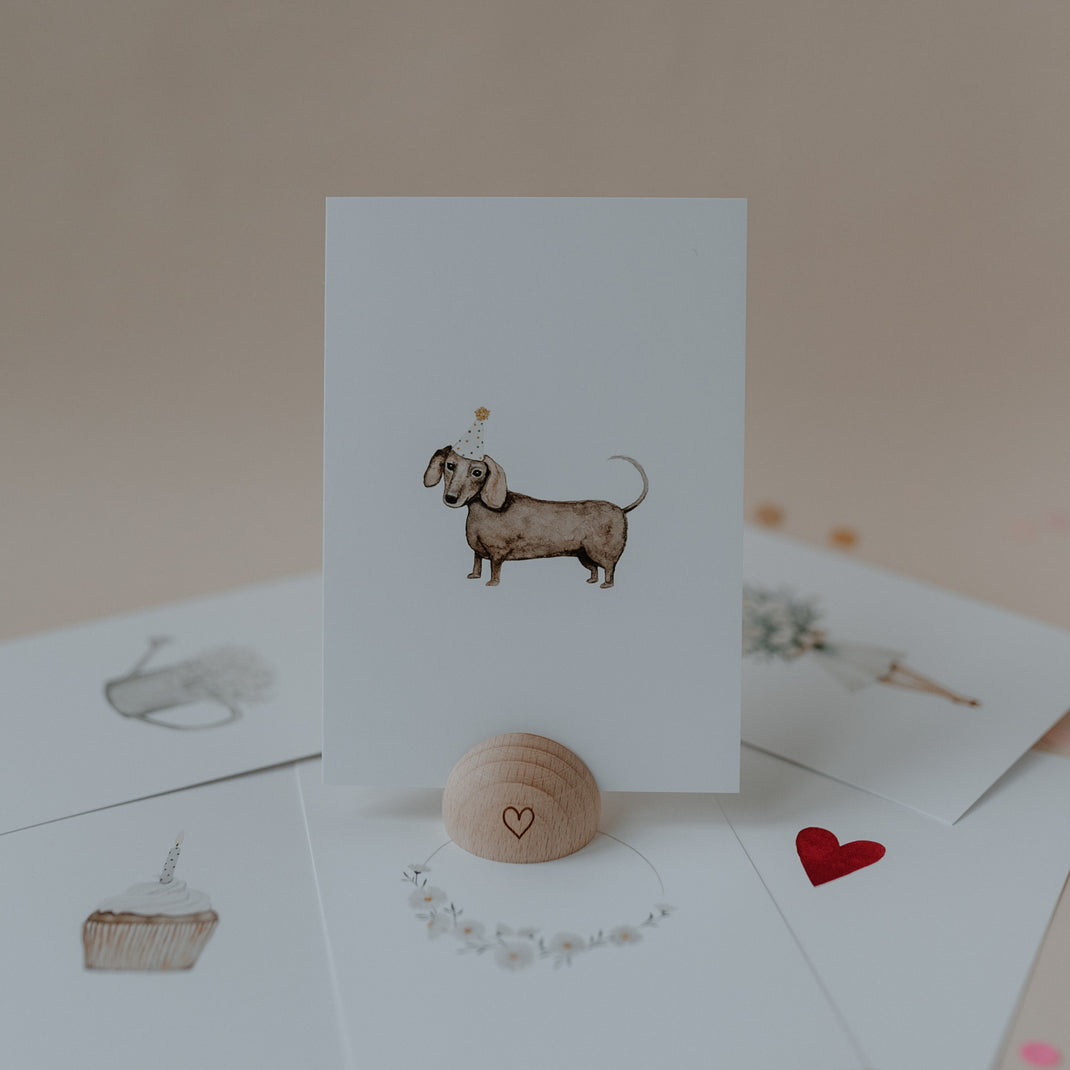 Eulenschnitt Aquarellkarte "Dachshund" - Postkarten von mahina