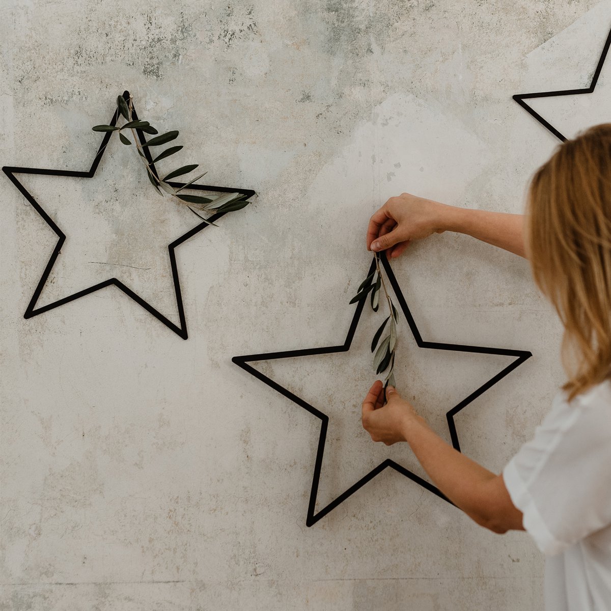 Eulenschnitt Holzkranz Stern Schwarz, 3er Set - Bastelbedarf -> Holz > Holzkränze von mahina