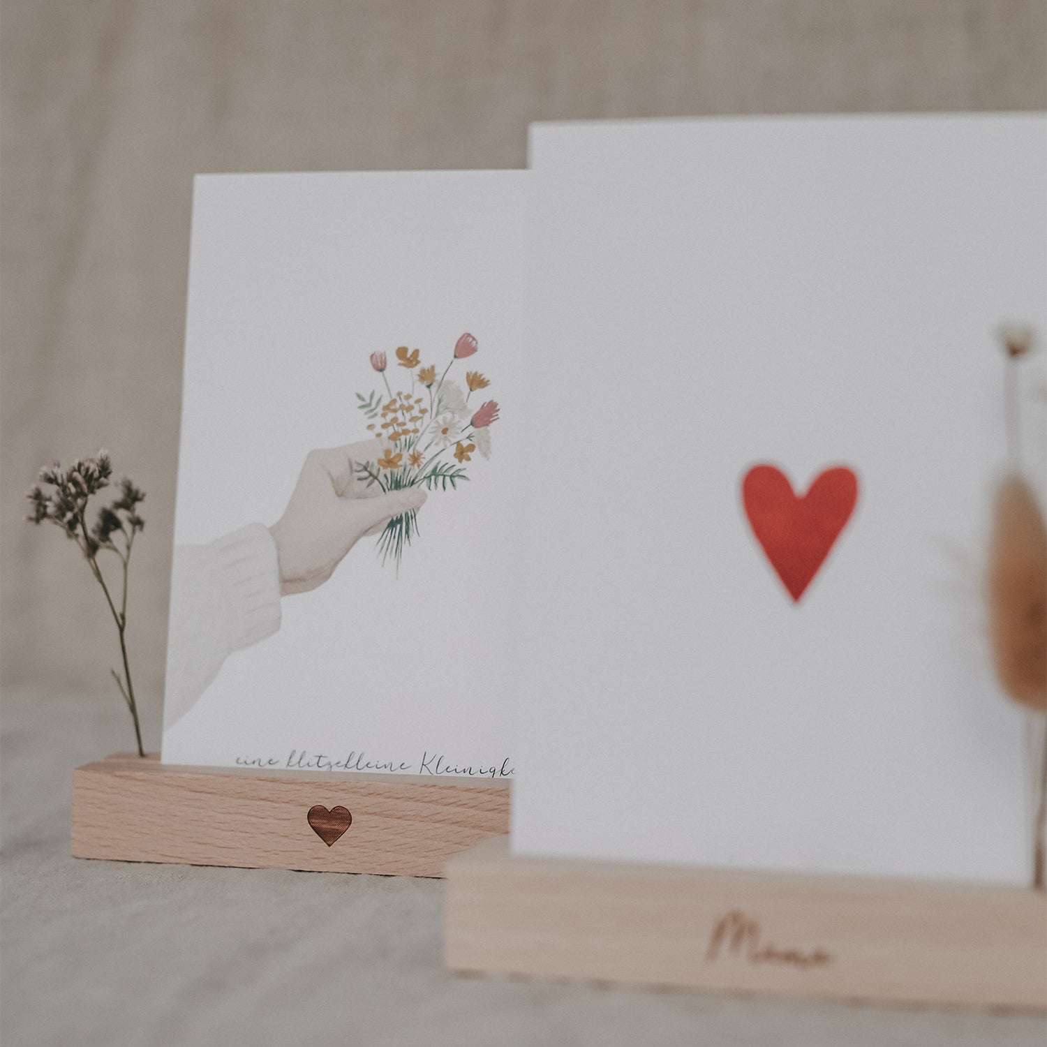 Eulenschnitt Karten- und Blumenhalter Mama & Herz, 2er Set - Bastelbedarf -> Sonstiges von mahina