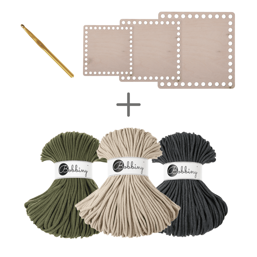 mahina x Bobbiny Crochet Set – Square Edition - Garne > Baumwollgarne > Bobbiny > Geflochten > 5mm von mahina
