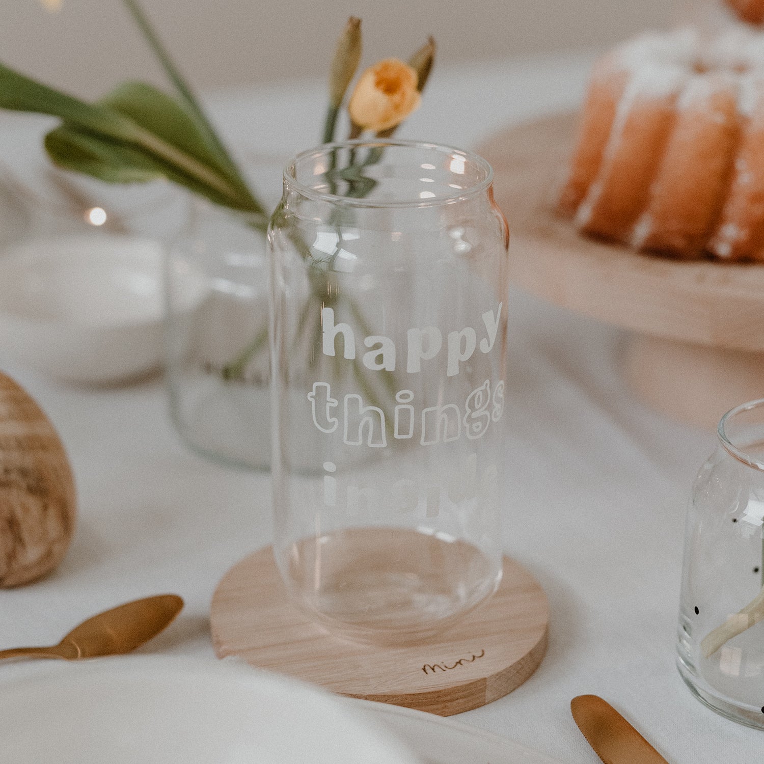 Eulenschnitt Hohes Trinkglas Happy Things 500ml - mahina