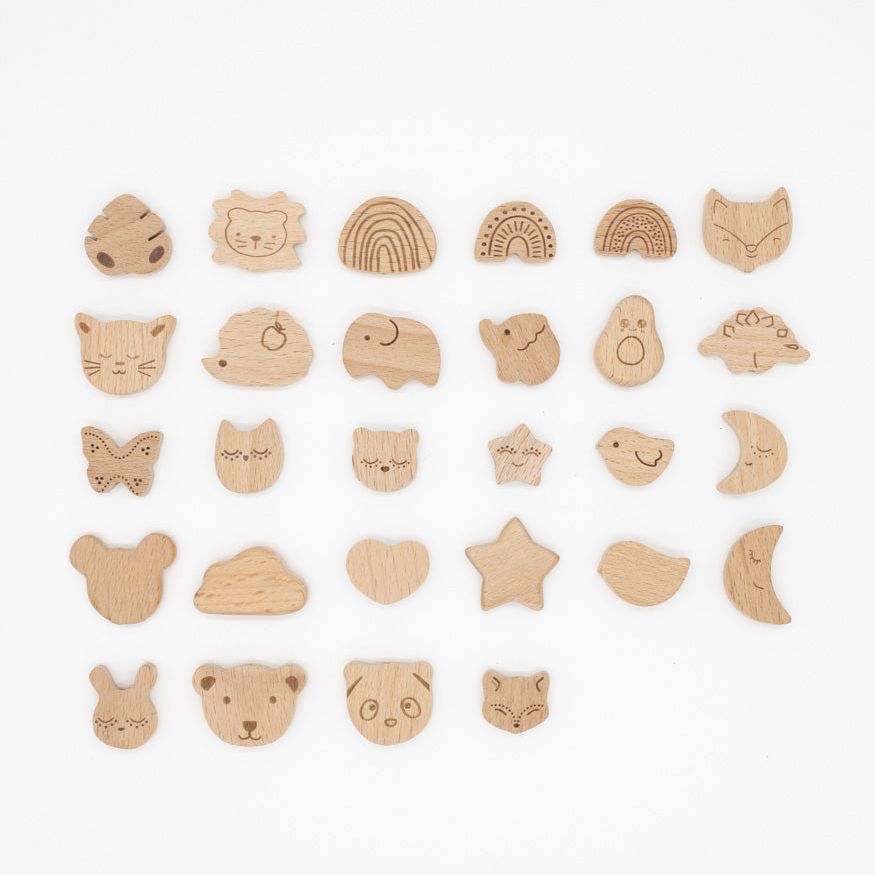 Motivperle Buchenholz 28 Motive - Bastelbedarf -> Holz > Motivperlen von mahina