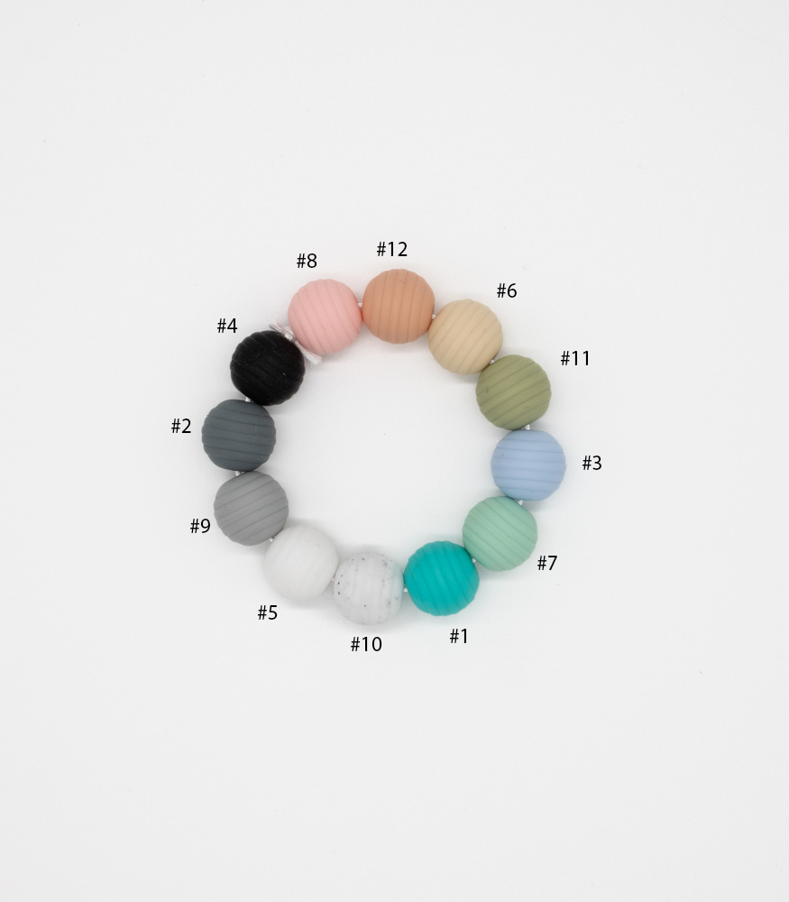 Runde Silikonperle "Rillen" 15mm 12 Farben - Bastelbedarf -> Silikon -> Silikonperlen -> Rund von mahina