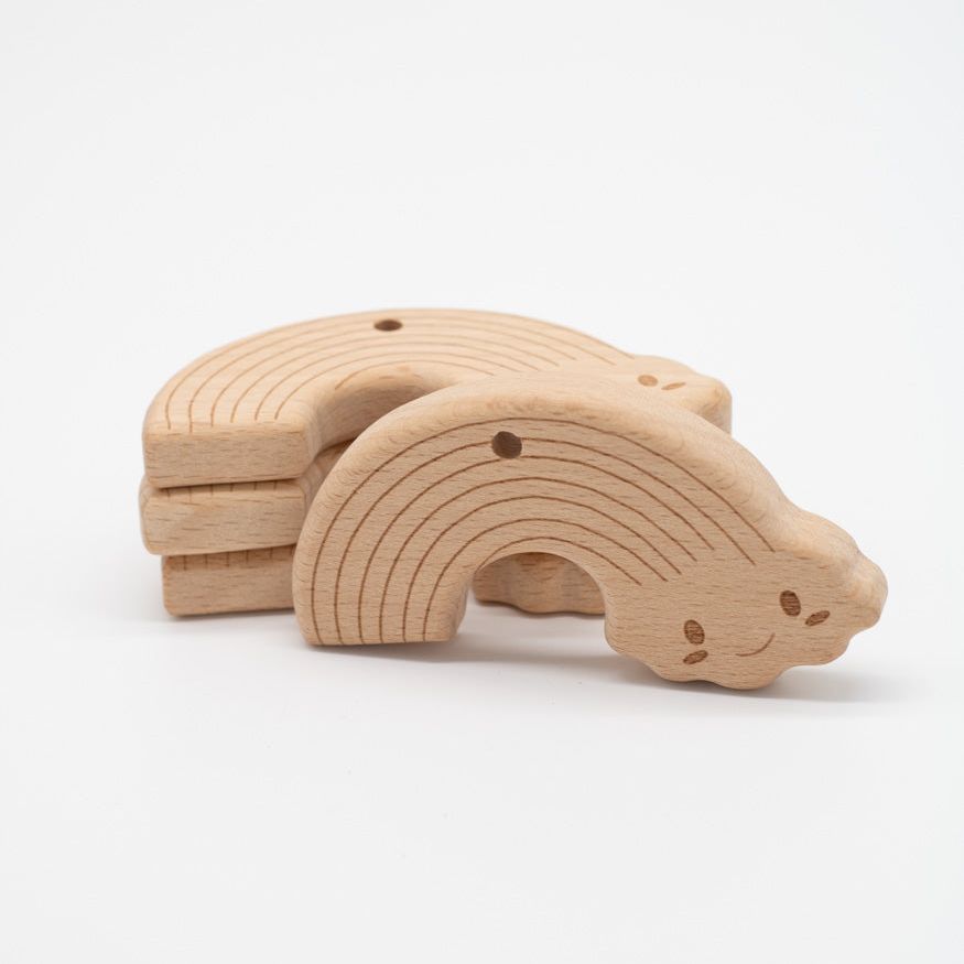 Holzanhänger "Lächelnder Regenbogen" aus Buchenholz - Bastelbedarf -> Holz > Beißringe von mahina