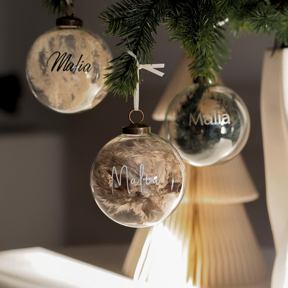 Weihnachtskugel/Christbaumkugel personalisiert aus Glas - Interior -> MAHINA Handmade -> Trockenblumen von mahina