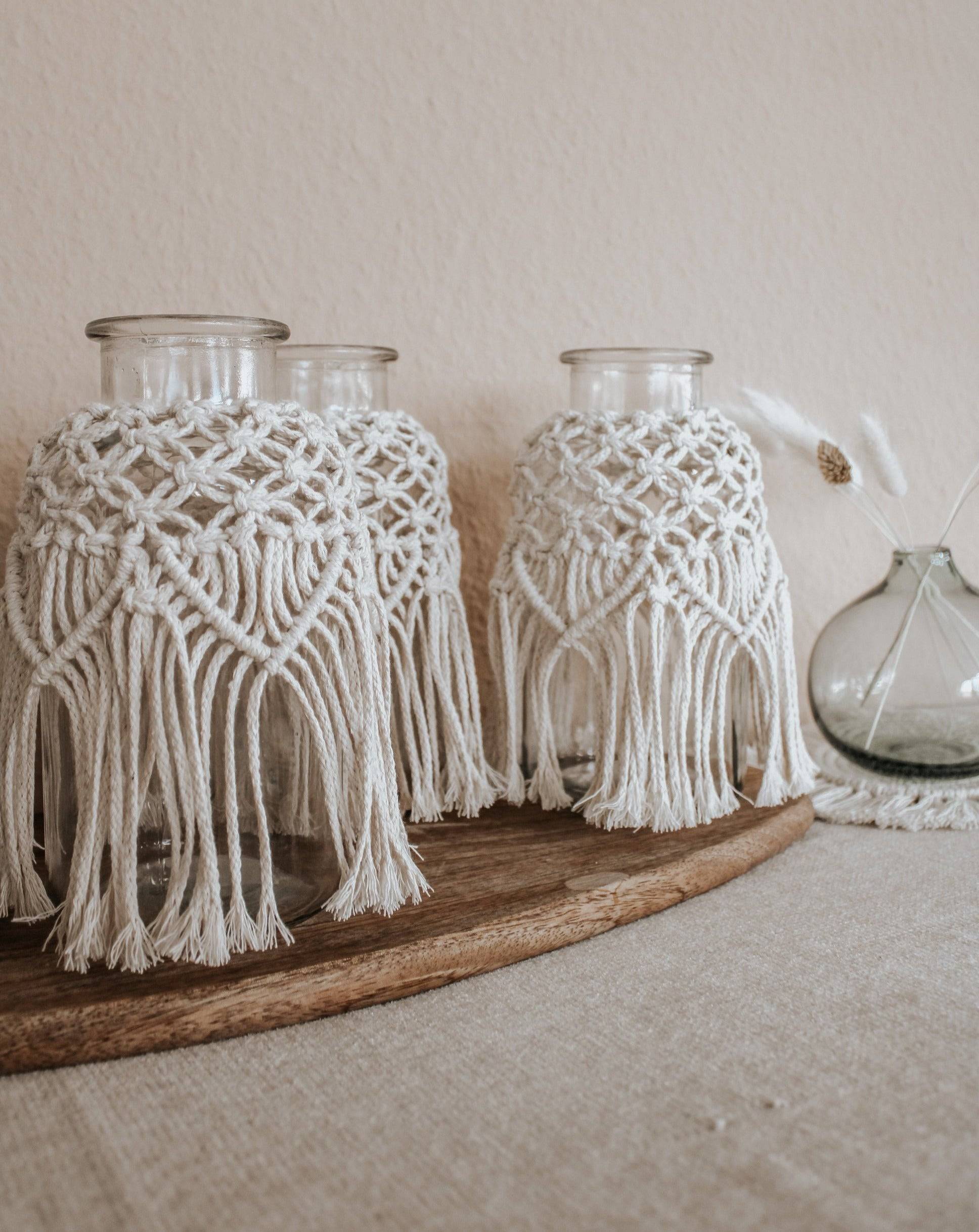 Handgemachte Makramee Vase/Windlicht - mahina
