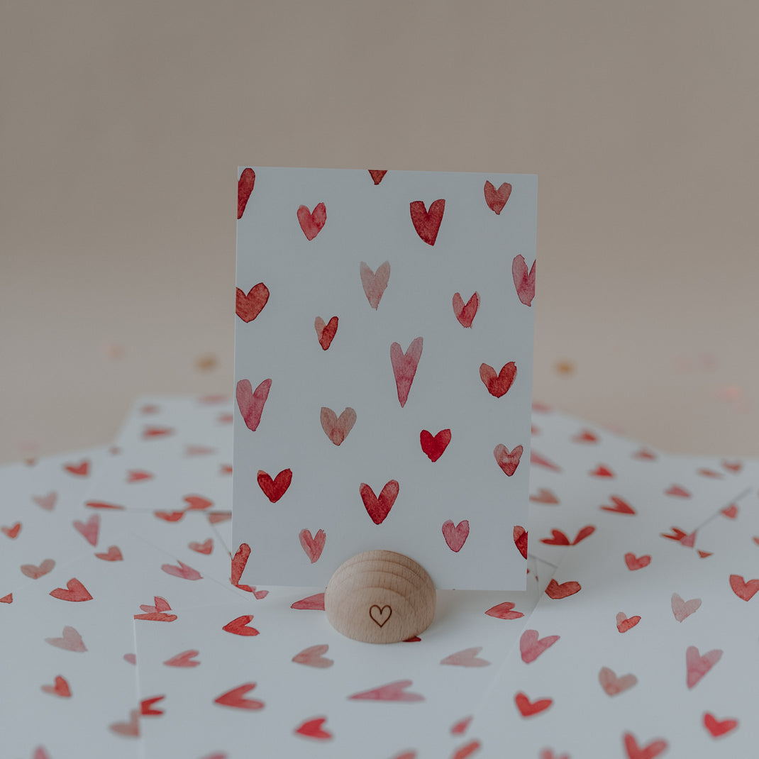 Eulenschnitt Aquarellkarte "Hearts"
