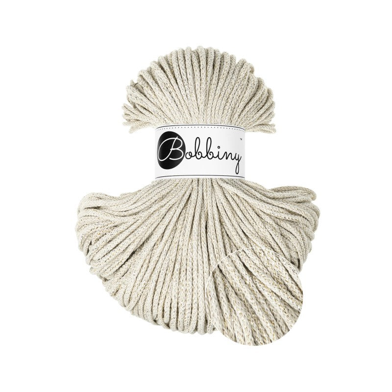 Bobbiny JUNIOR Flechtkordel 3mm geflochten Shiny Cashmere Beige 100m