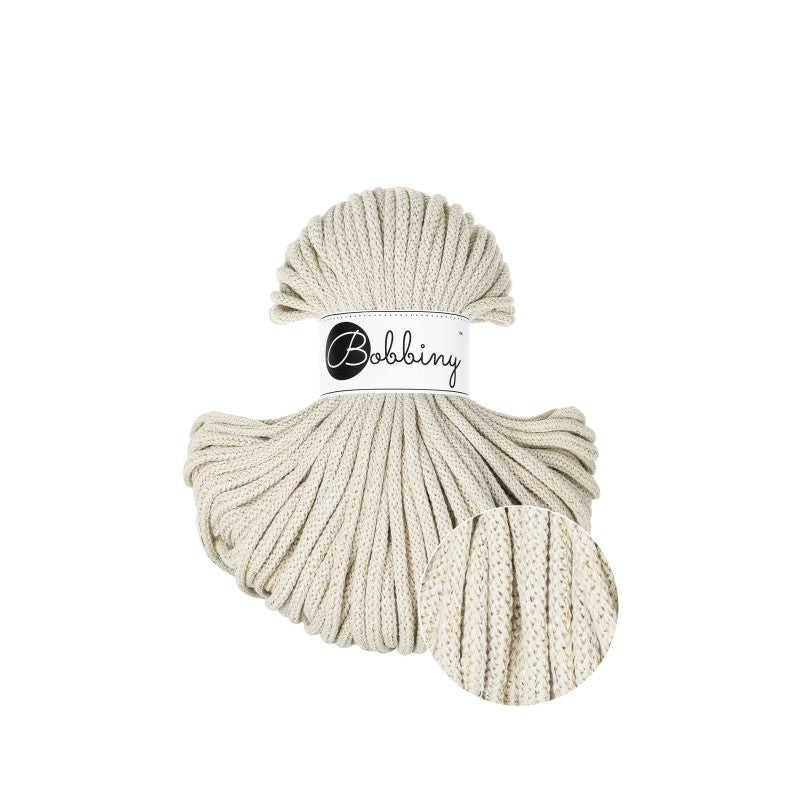Bobbiny PREMIUM Flechtkordel 5mm geflochten Shiny Cashmere Beige 50m