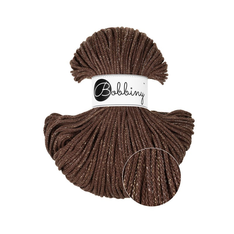 Bobbiny JUNIOR Flechtkordel 3mm geflochten Shiny Chocolate Brown 100m