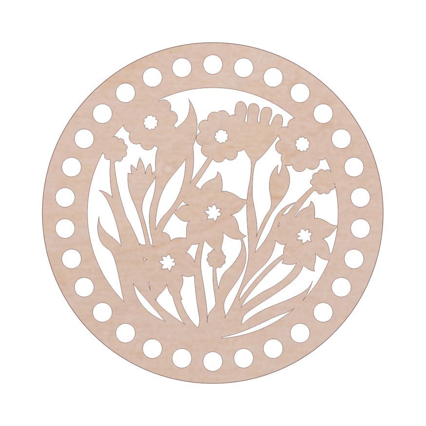 Holzdeckel für Häkelkorb "Blumen", verschiedene Größen - Bastelbedarf -> Häkeln und Stricken -> Häkeldeckel von mahina