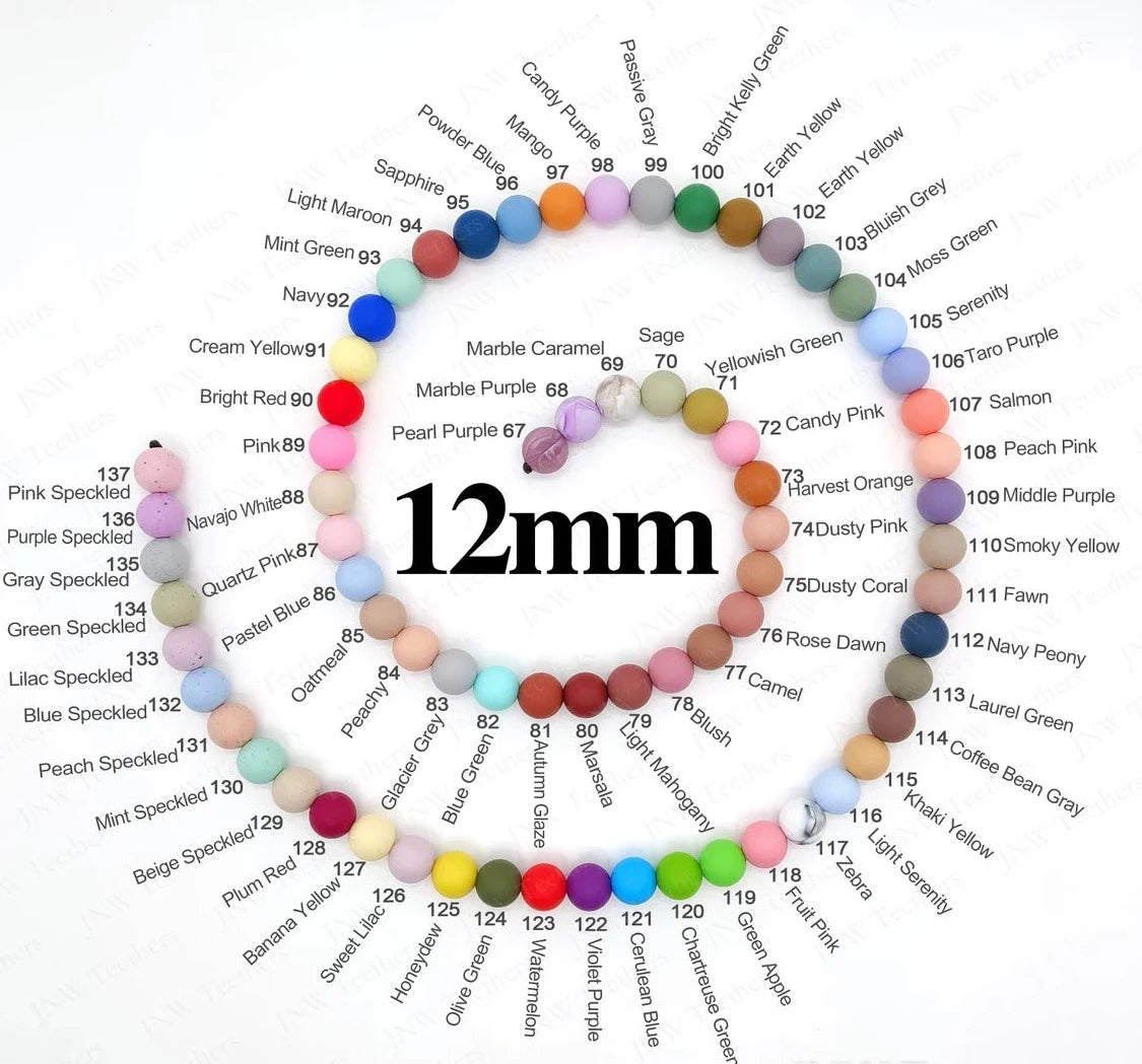 Runde Silikonperle 12mm Farbe #67 - #137 - mahina