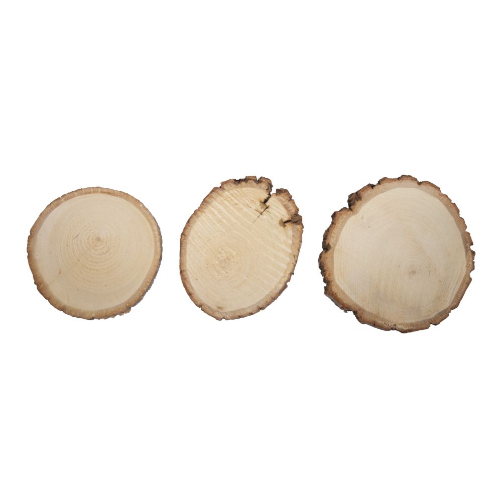 Holzscheibe/Baumscheibe rund im Set 8-12cm ø, 3 Stück - mahina