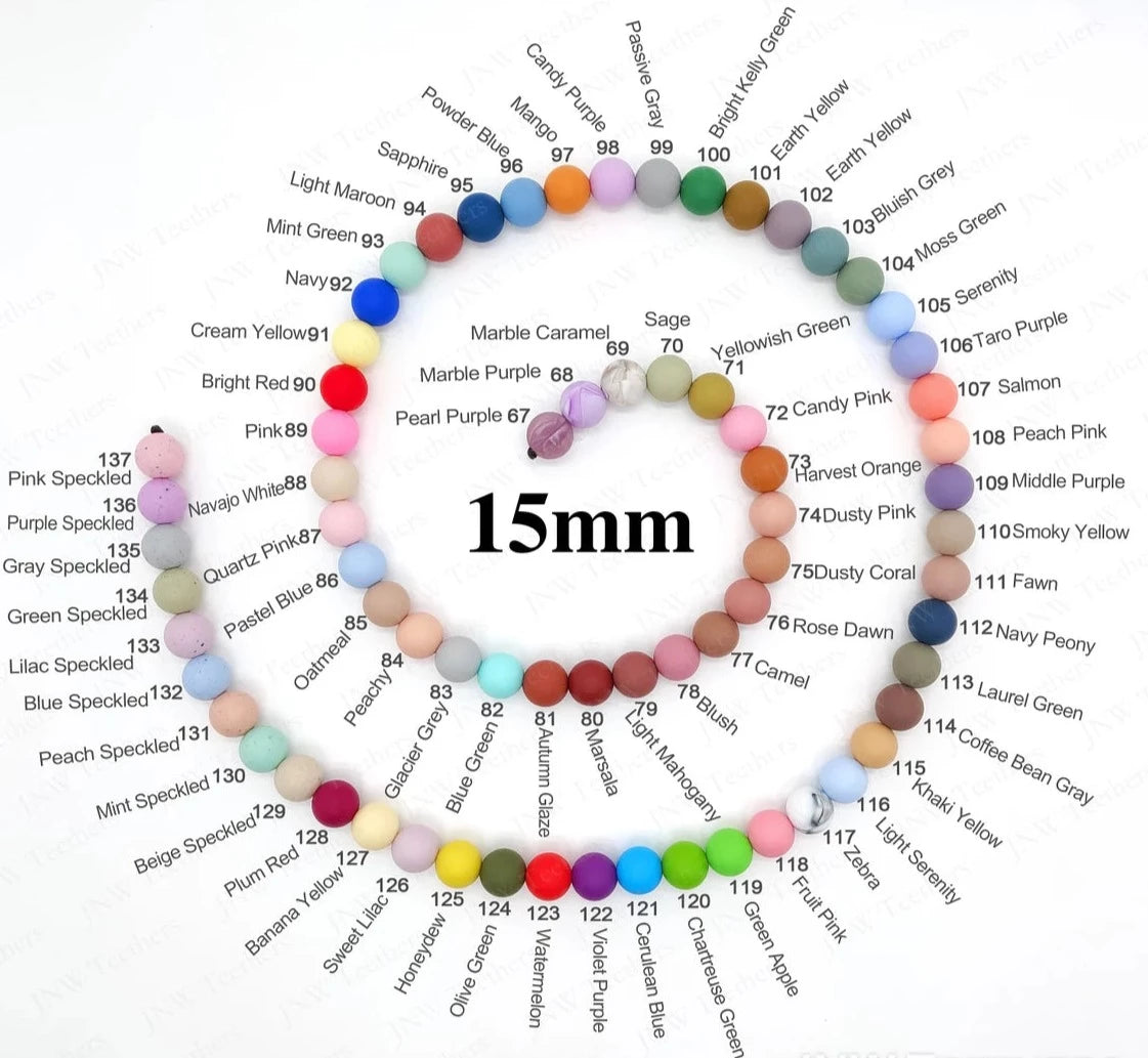 Runde Silikonperle 15mm Farbe #67 - #137 - mahina