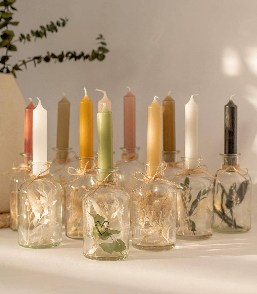 Personalisierbarer Kerzenständer mit Trockenblumen - mahina