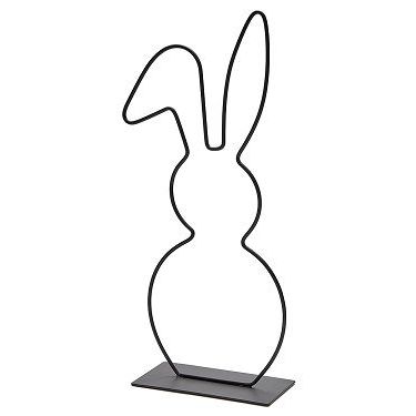 Metall Hase mit gebogenen Ohr stehend in schwarz, 29cm - mahina