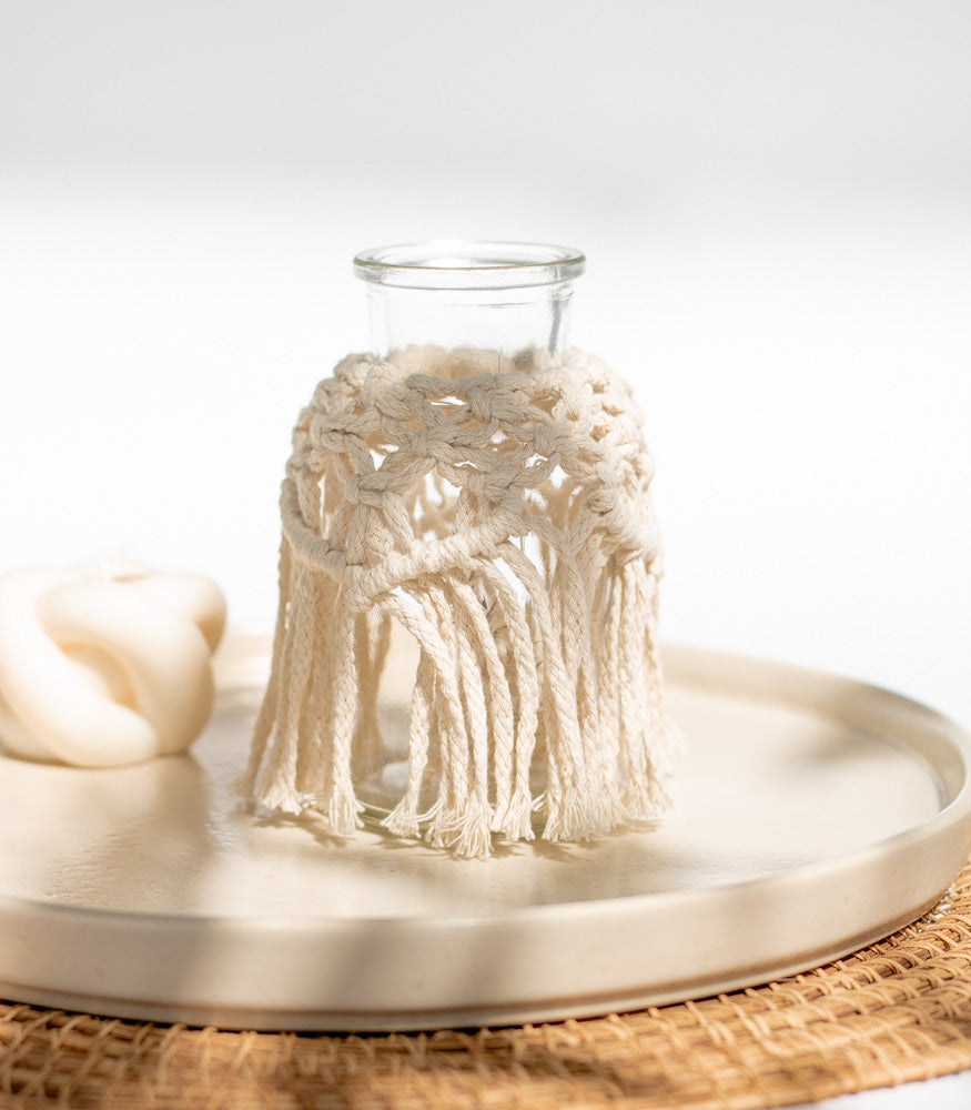 Handgemachte Makramee Vase/Windlicht in klein - mahina