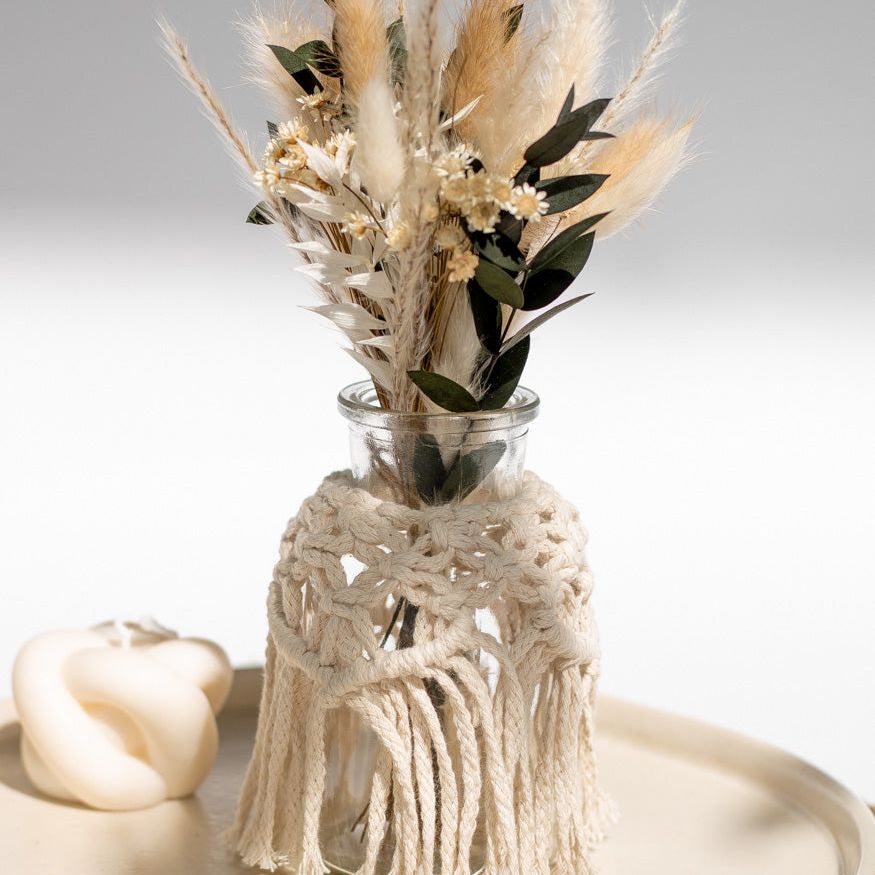 Handgemachte Makramee Vase/Windlicht in klein - mahina