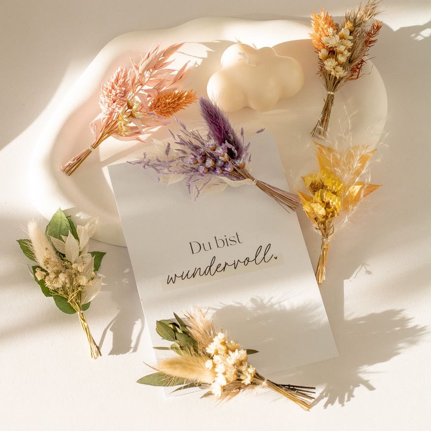 Mini Bouquet aus Trockenblumen, verschiedene Farben - mahina