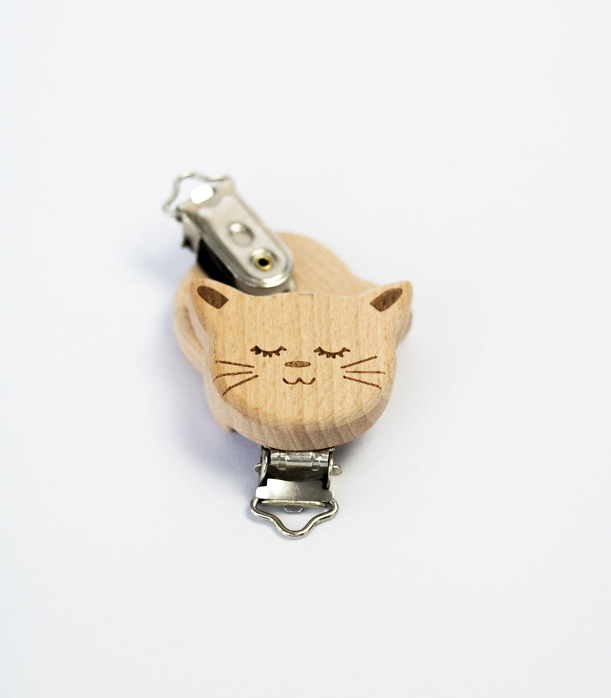 Schnullerclip "Katze" aus Buchenholz - mahina