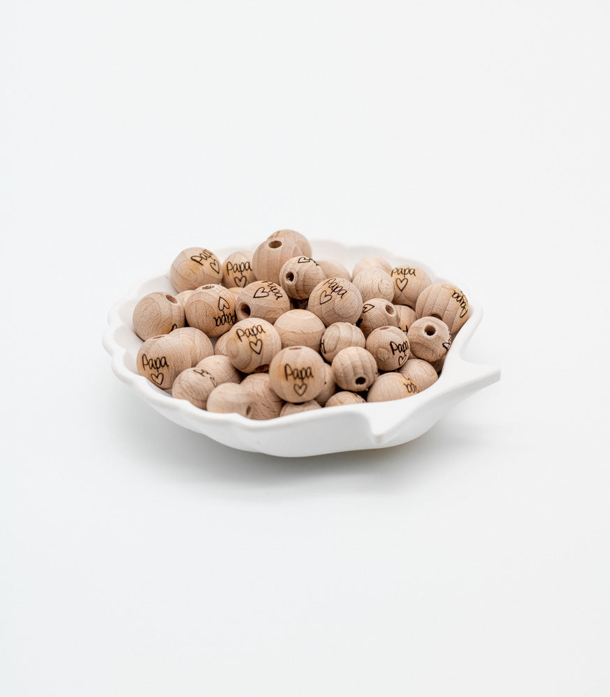 Holzperle handgemachte Gravur "Papa" 12mm/15mm - Bastelbedarf -> Holz > Holzperlen -> Motive von mahina