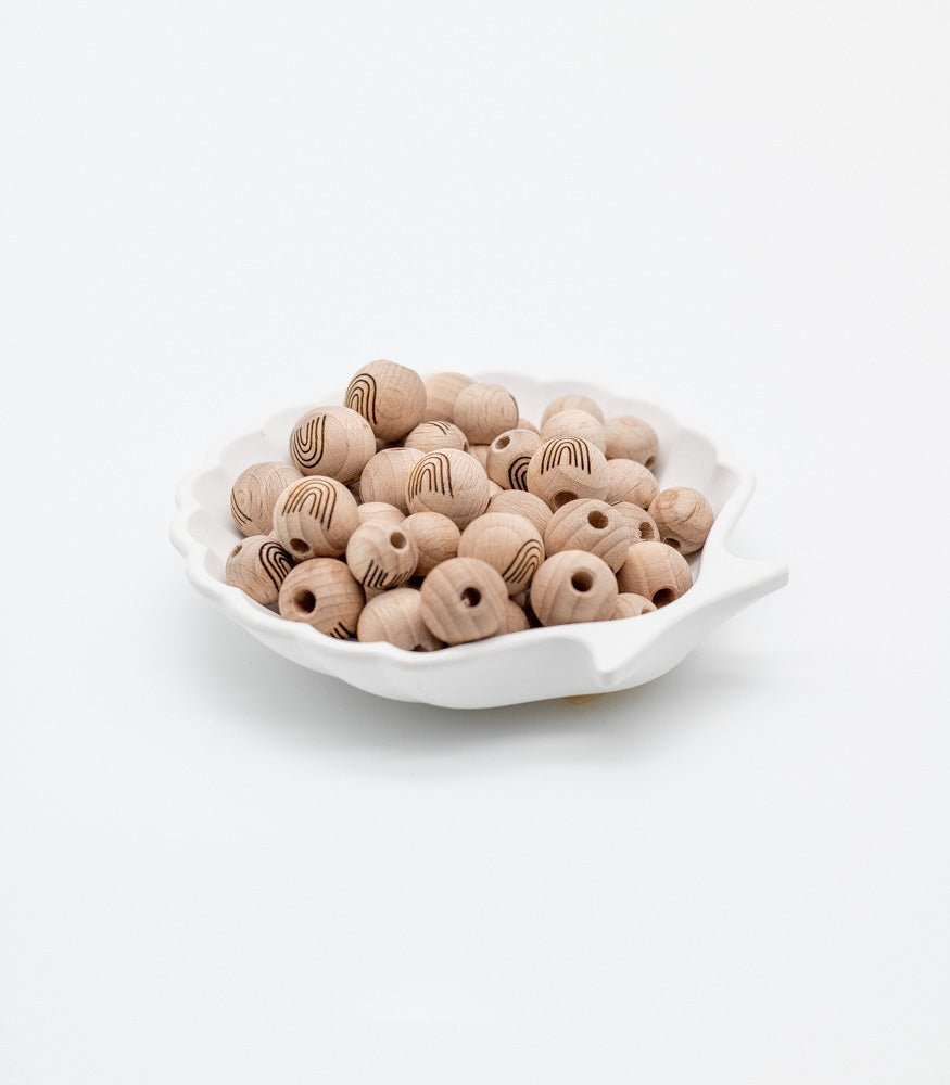 Holzperle handgemachte Gravur "Regenbogen" 12mm/15mm - Bastelbedarf -> Holz > Holzperlen -> Motive von mahina